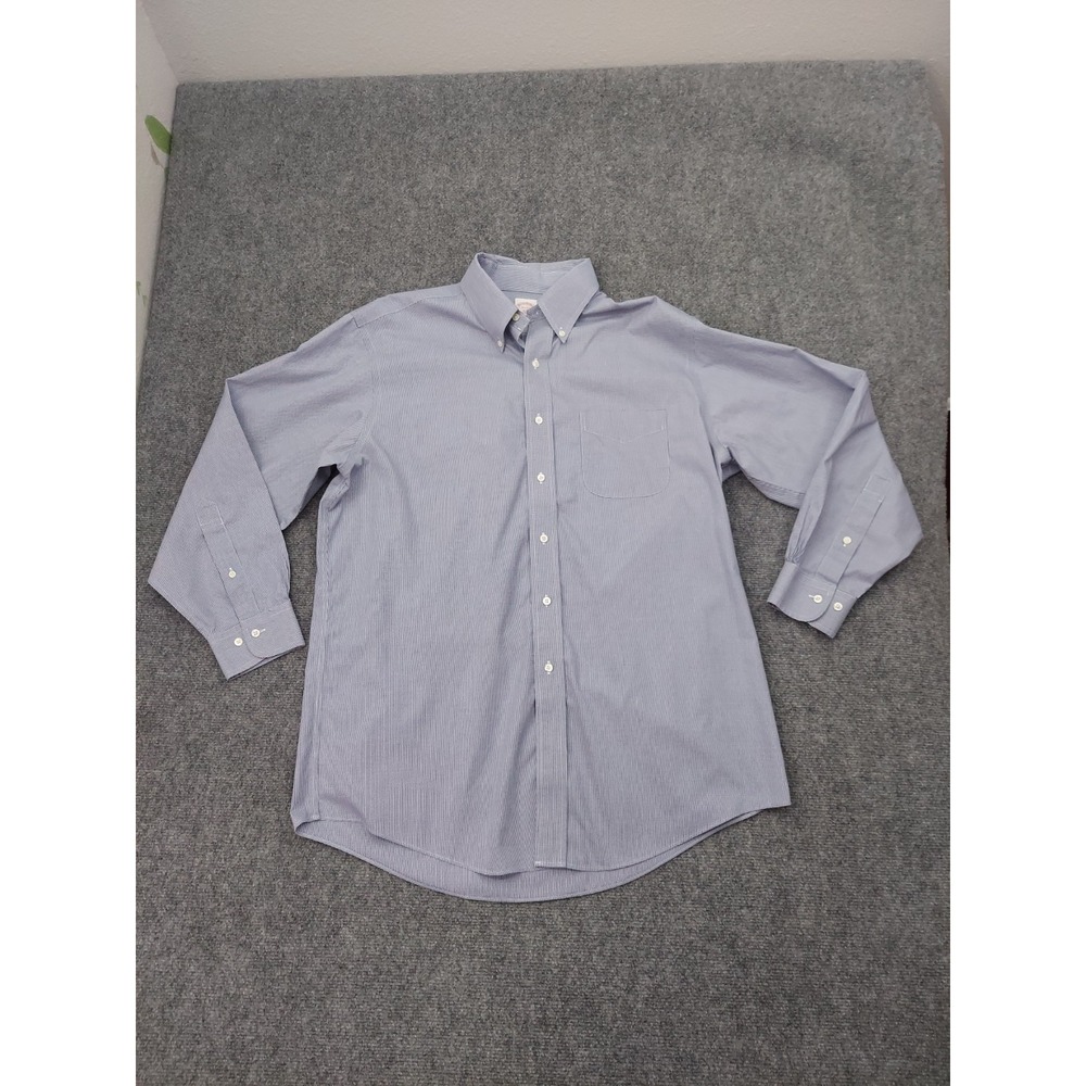 Lot 2 Brooks Brothers Shirt Mens 16.5 2/3 Blue Check Button Down Long Sleeve - Picture 3 of 13